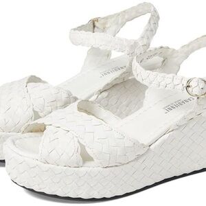 La CANADIENNE White Woven Wedges